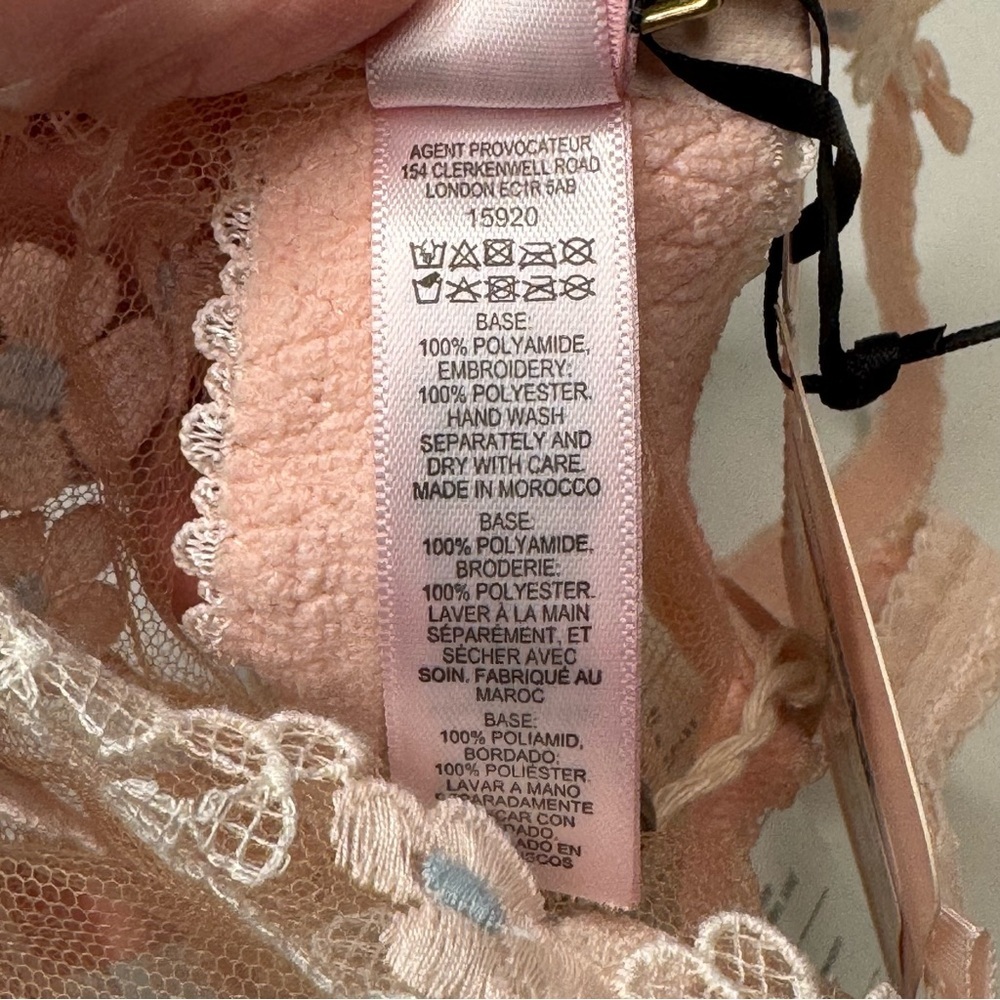 NWT AGENT PROVOCATEUR Bethanie Floral Appliquéd Tulle Underwire Bra in Peach 32E - Picture 15 of 16